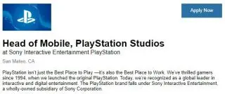 PlayStation Studios is look for a new Head of Mobile