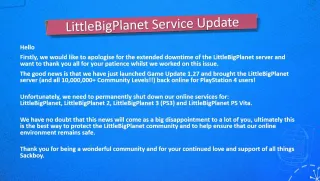 LittleBigPlanet PS3 servers won't come back