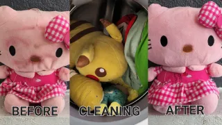 Cleaning teddy bears in washing machine