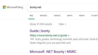 bonty is finally listed on bing.com